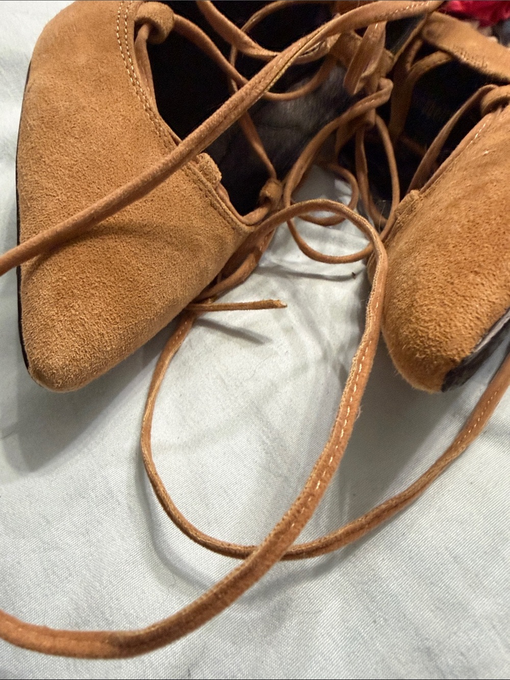 Jeffrey Campbell Tan Suede Lace-Up Pointed Toe Heels - Picture 4 of 5